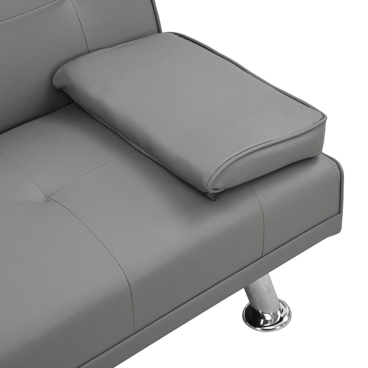 sofa bed with Armrest two holdersWOOD FRAME, STAINLESS LEG, FUTON GREY PVC W214104621-djyc