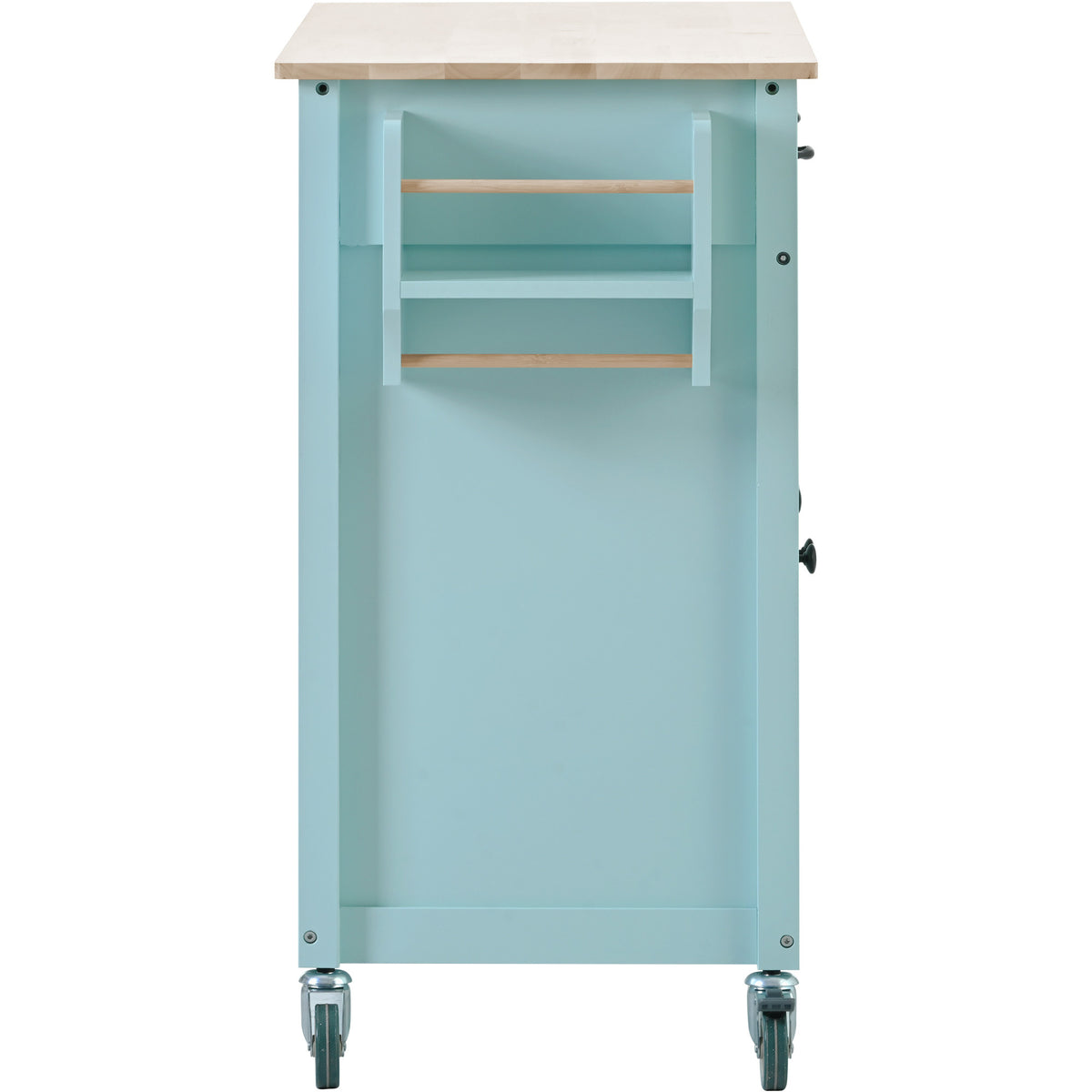 Kitchen Island Cart with 4 Door Cabinet and Two Drawers and 2 Locking Wheels - Solid Wood Top, Adjustable Shelves, Spice & Towel Rack(Mint Green) WF286911AAN-djyc