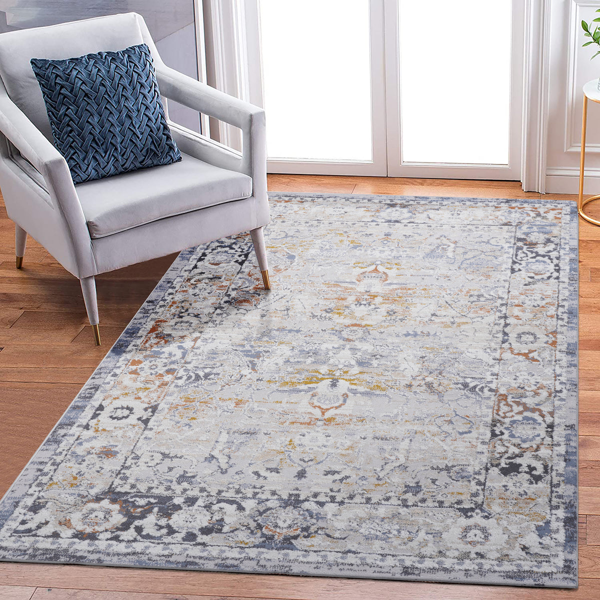 PAYAS Collection 5X7 Ivory / Grey / Traditional Area Rug-B189P183542
