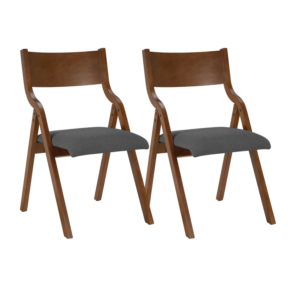 Upholstered folding Dining chair, space saving, easy to carry, Dining Room,No assembly required, 2-Pack-Grey+Walnut W2336P163449-djyc