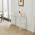 Console Table Stainless Steel Glass,Meal side table silvery Clearbs-02 s W1727P195277-djyc