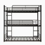 Triple Twin Bunk Beds, Twin Over Twin Over Twin Metal Bunk Bed Platform Frame, Two Attached Ladders, Easy Access Guard-Rail, No Box Spring Need (Black) W840P209935-djyc