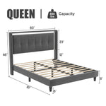 Queen Size Upholstered platform bed frame with headboard and sturdy wooden slats, high load-bearing capacity, non-slip and noiseless, no springs required, easy to assemble, dark gray bed W1793115326-djyc