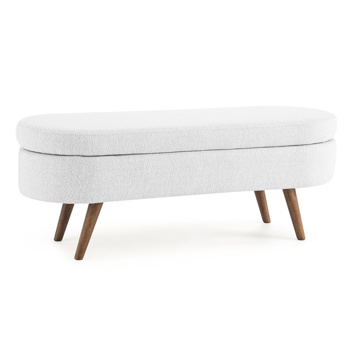 Ottoman Oval Storage Bench,Rubber Wood Legs,White(43.5"x16"x16") W48764885-djyc