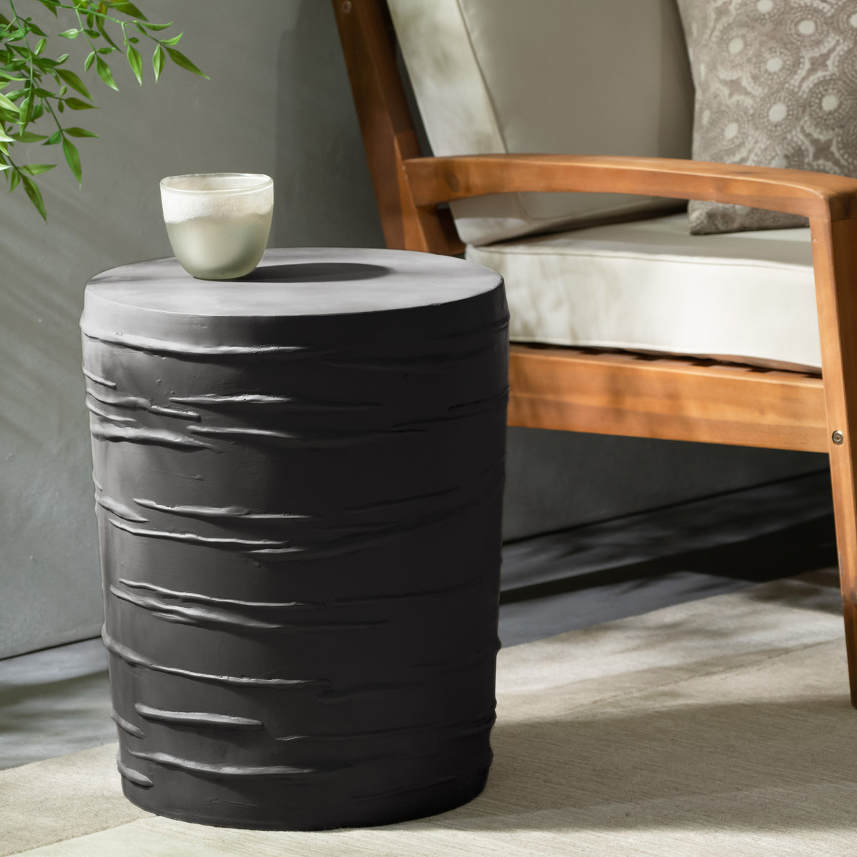 Minimalist Concrete Side Table – Lightweight and Sturdy for Effortless Outdoor Convenience 67524.00BLK-djyc