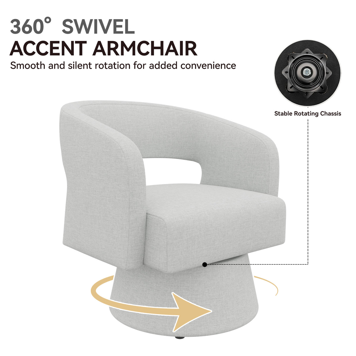 Modern Minimalist Elegant Velvet 360° Swivel Armchair: Thickened Cushion & Anti-Slip Feet FU01059-wz