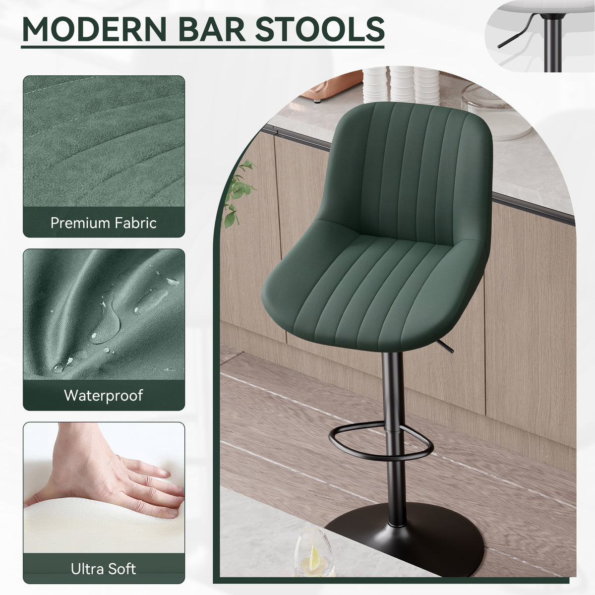 Modern Minimalist High-End Bar Stool: Premium Fabric & Waterproof FU01016-wz