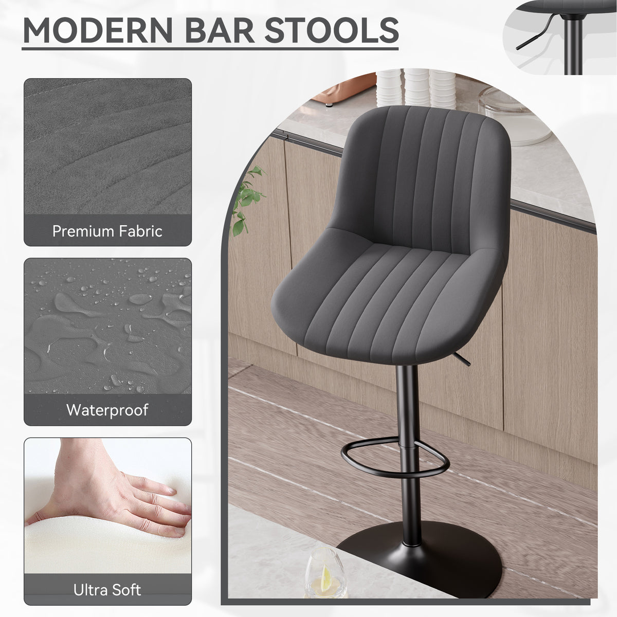 Modern Minimalist High-End Bar Stool: Premium Fabric & Waterproof FU01016-wz