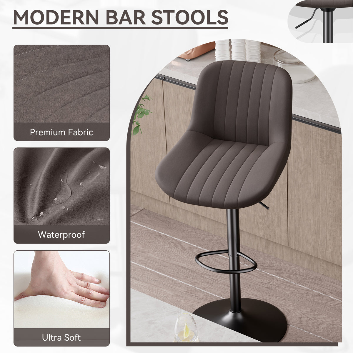 Modern Minimalist High-End Bar Stool: Premium Fabric & Waterproof FU01016-wz