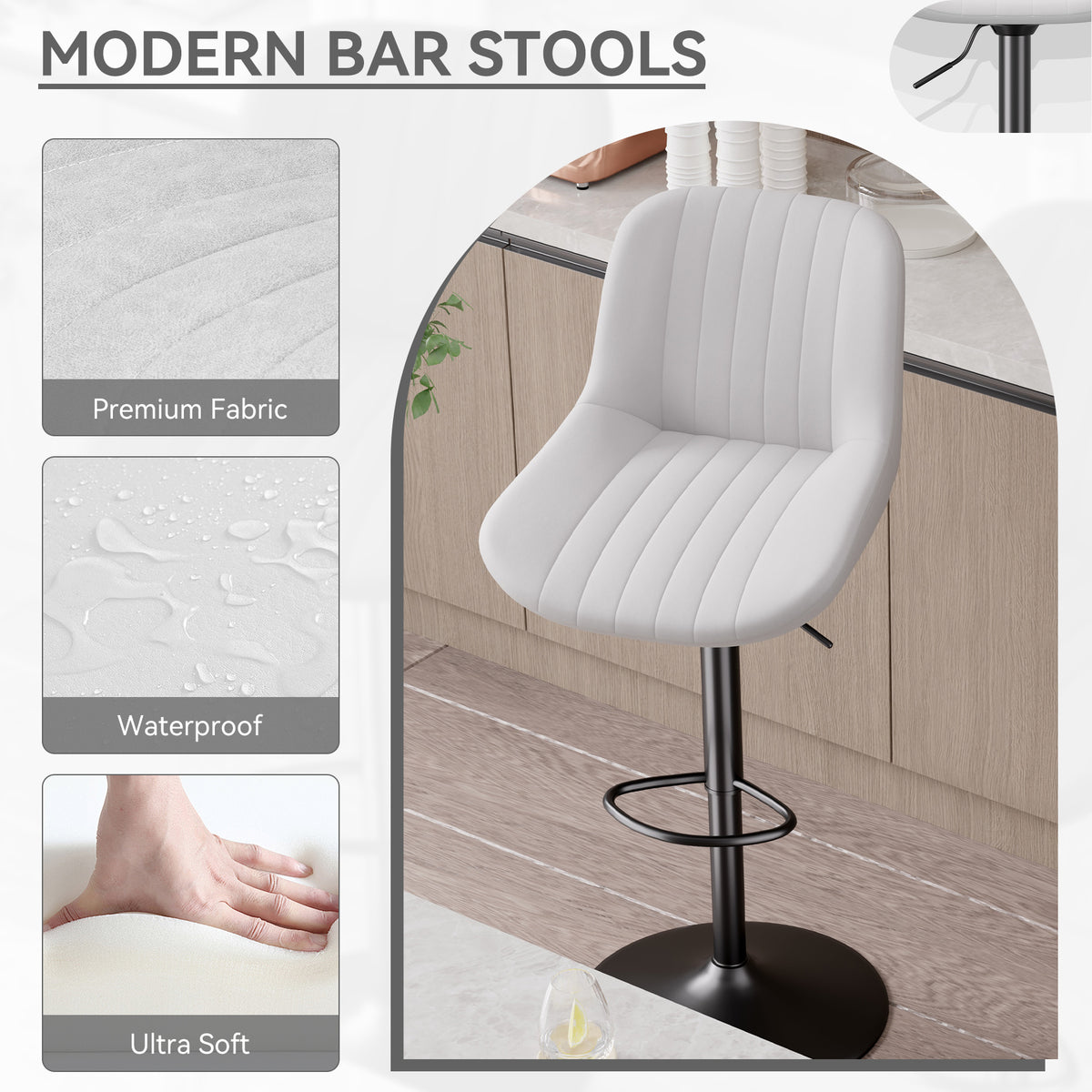 Modern Minimalist High-End Bar Stool: Premium Fabric & Waterproof FU01016-wz