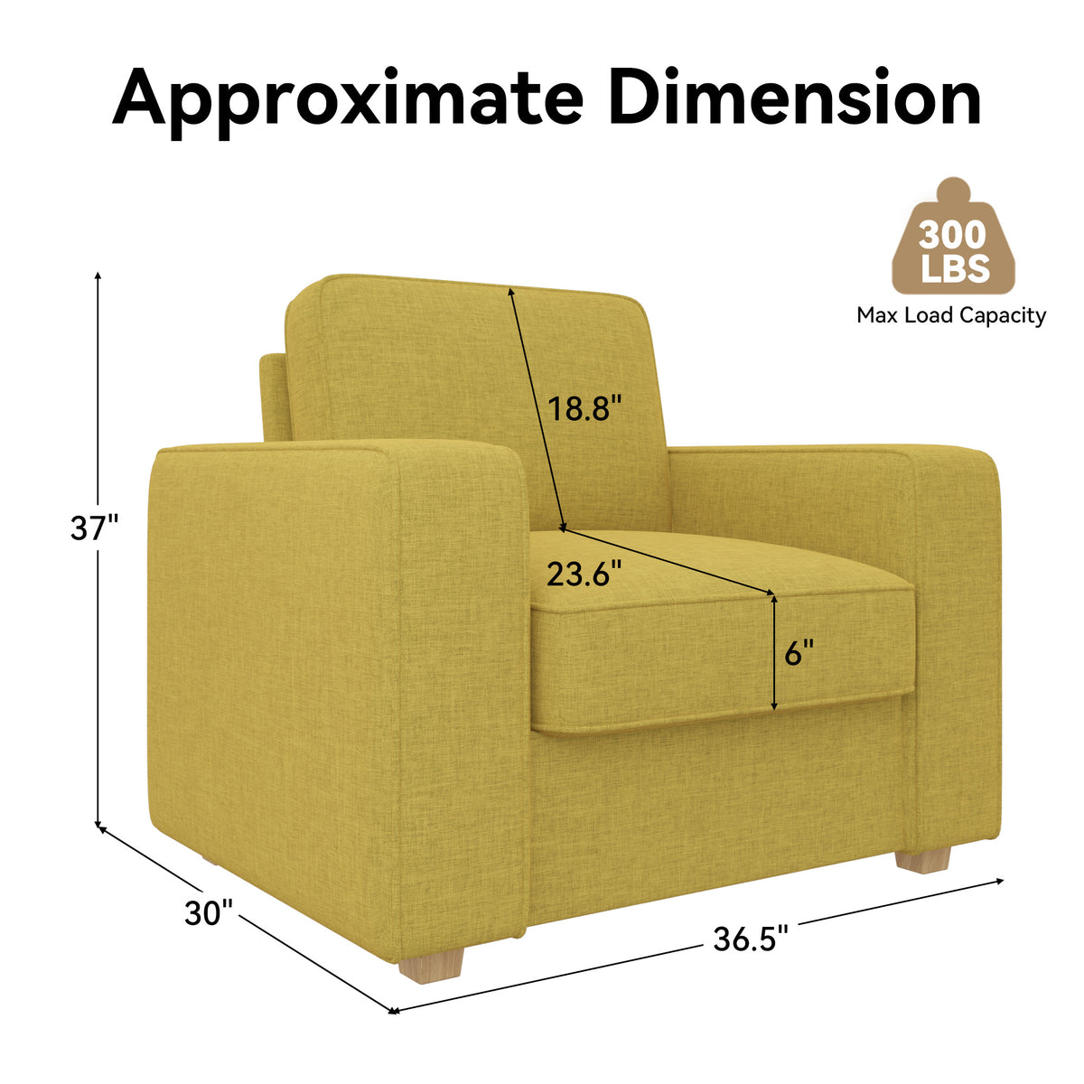 Modern Minimalist Single Sofa: High-Density Sponge & Wide Armrest Design FU01048-wz