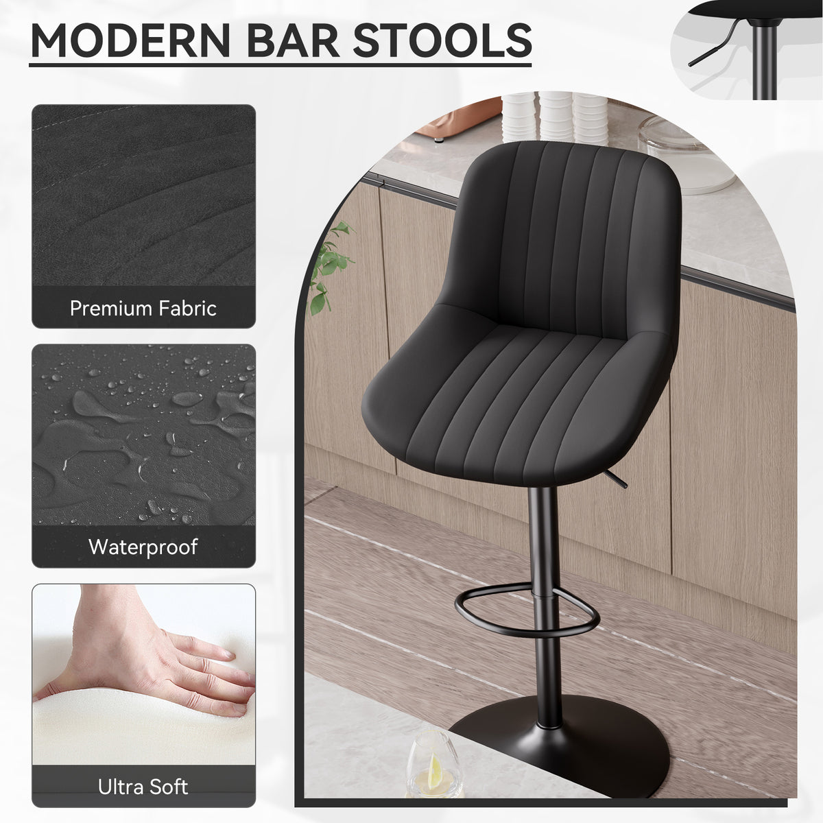 Modern Minimalist High-End Bar Stool: Premium Fabric & Waterproof FU01016-wz