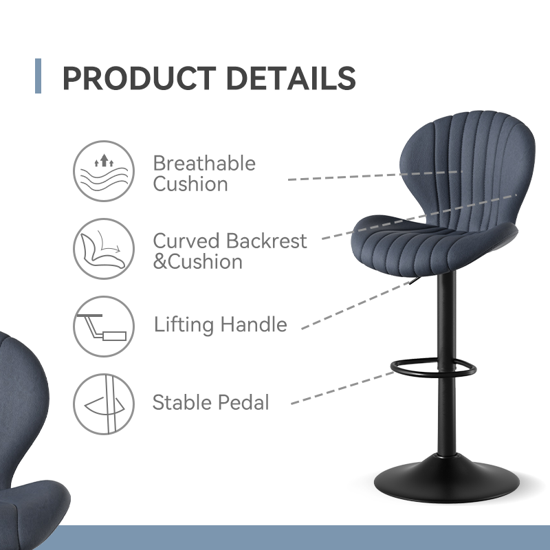 Modern Minimalist 360° Rotating Bar Stool: Resilient Foam & Ergonomic Design FU01023-wz