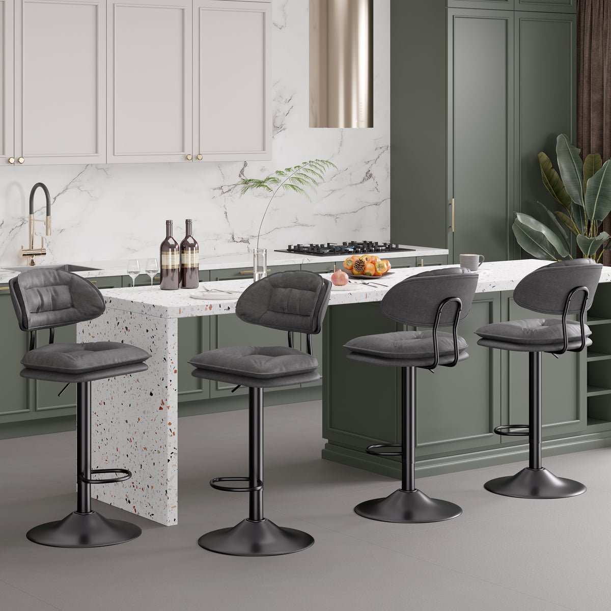 Modern Waterproof Bar Stool: Ergonomic Design & Dual-Layer Ultra-Soft Seat Cushion and Backrest FU01037-wz