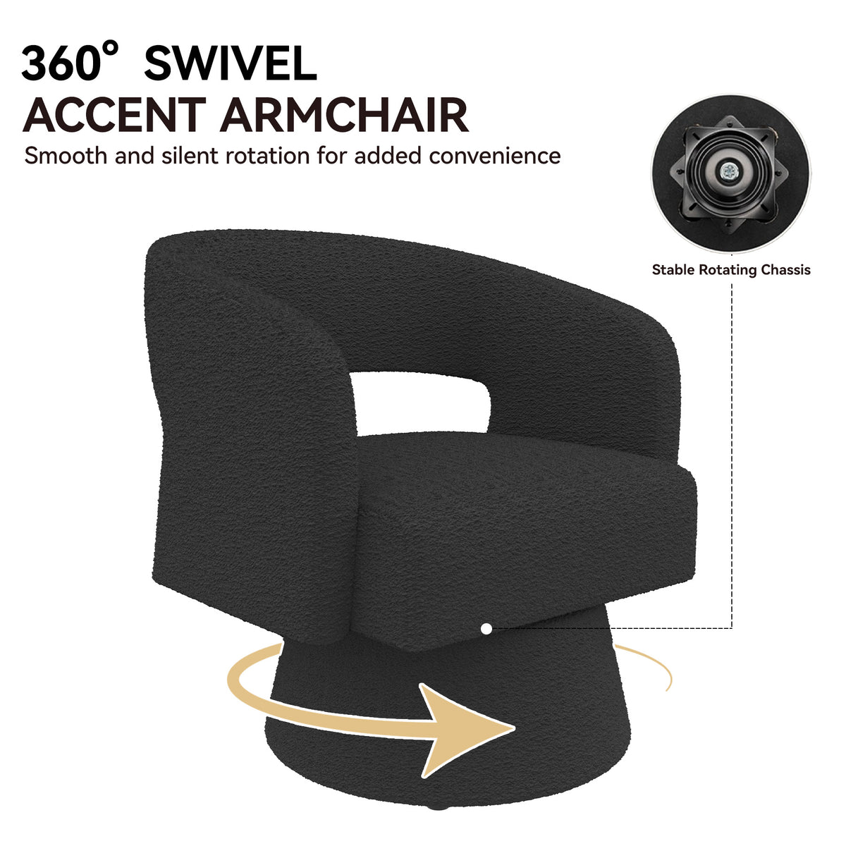 Modern Minimalist Elegant Velvet 360° Swivel Armchair: Thickened Cushion & Anti-Slip Feet FU01059-wz