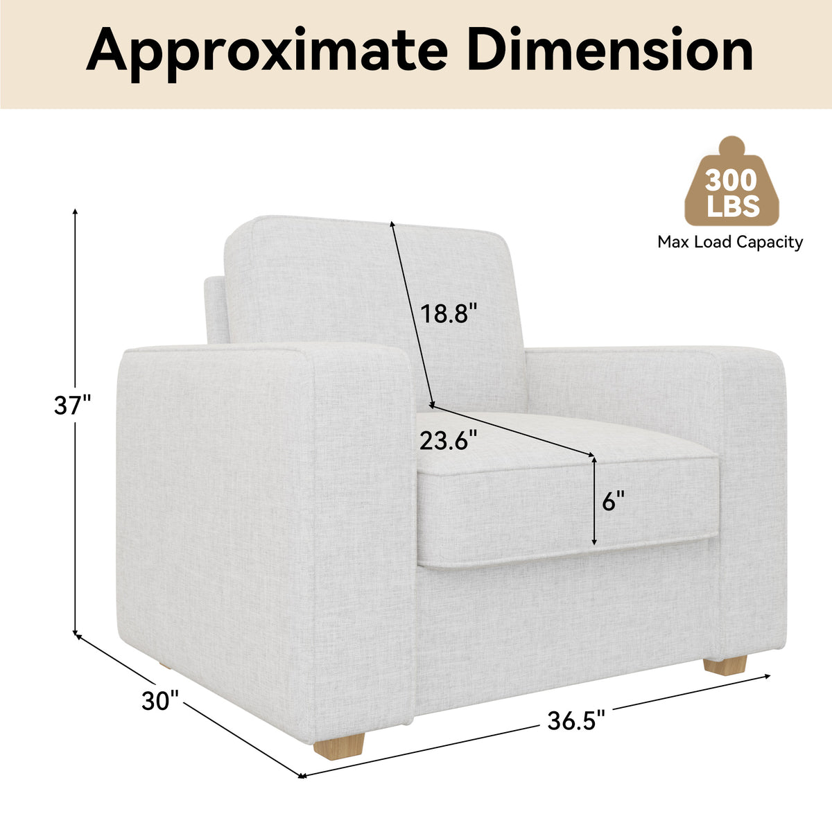 Modern Minimalist Single Sofa: High-Density Sponge & Wide Armrest Design FU01048-wz