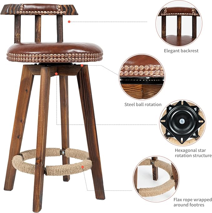 Unique Rotating Bar Stool: 360° Rotation & Soft PU Cushion FU01004-wz