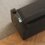 85 Inches Corduroy Sofa Bed, 3 Seater Sleeper Sofa with Storage Chaise, Square Handrail With Two Cup-holder And USB Charge Port, Pull Out Couch for Living Room W834S00270-djyc