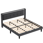 Queen Size Upholstered platform bed frame with headboard and sturdy wooden slats, high load-bearing capacity, non-slip and noiseless, no springs required, easy to assemble, dark gray bed W1793115326-djyc