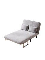 39″ Convertible Chair Bed, Tri-Fold Sofa Bed with Adjustable Backrest & Pillow, Leisure Chaise Lounge Couch with Sturdy Steel Frame for Home & Office, Comfortable Sleeper Chair Light grey Dutch velvet W1767P192812-djyc