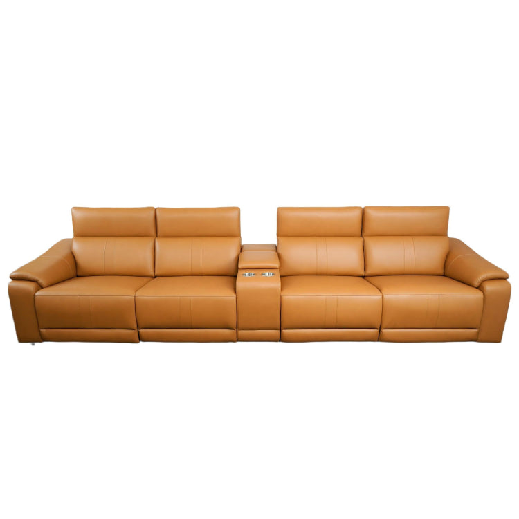 5-Piece Modular Leather Sofa with 2 Cup Holders,Comfortable Sectional Sofa Set for Living Room, Brown-B347S00034