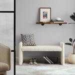 Bedroom storage stool, linen fabric storage stool, large storage space,44.48 inches, can be used for bed end, living room, entrance, BEIGE W487P186353-djyc