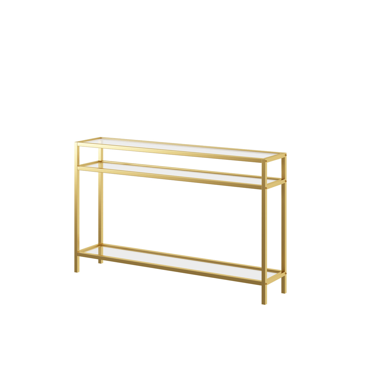 42.1 Inch Console Sofa Table, Modern Entryway Table,Tempered Glass Table, Metal Frame,3 Shelves,For Entrance, Living Room, Foyer,Hallway Bedroom W1669P163675-djyc