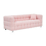 Stylish Addition: Pink Teddy Fleece Sofa - 80 Inch, Perfect for Living Room or Bedroom, Complete with Two Throw Pillows and Sturdy Hardware Foot Support W1278141689-djyc