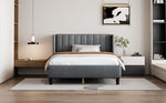 Queen size Upholstered Platform Bed Frame with Headboard, Mattress Foundation, Wood Slat Support, Quiet, no Box Spring Needed, Easy to Assemble Light Grey W1793140457-djyc