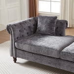 81-inch Chenille Face-to-face Chaise Lounge with Two Pillows,Nailhead trim,Button Tufted Design and Rolled Arms for Lounge, Living room and Office W834S00316-djyc