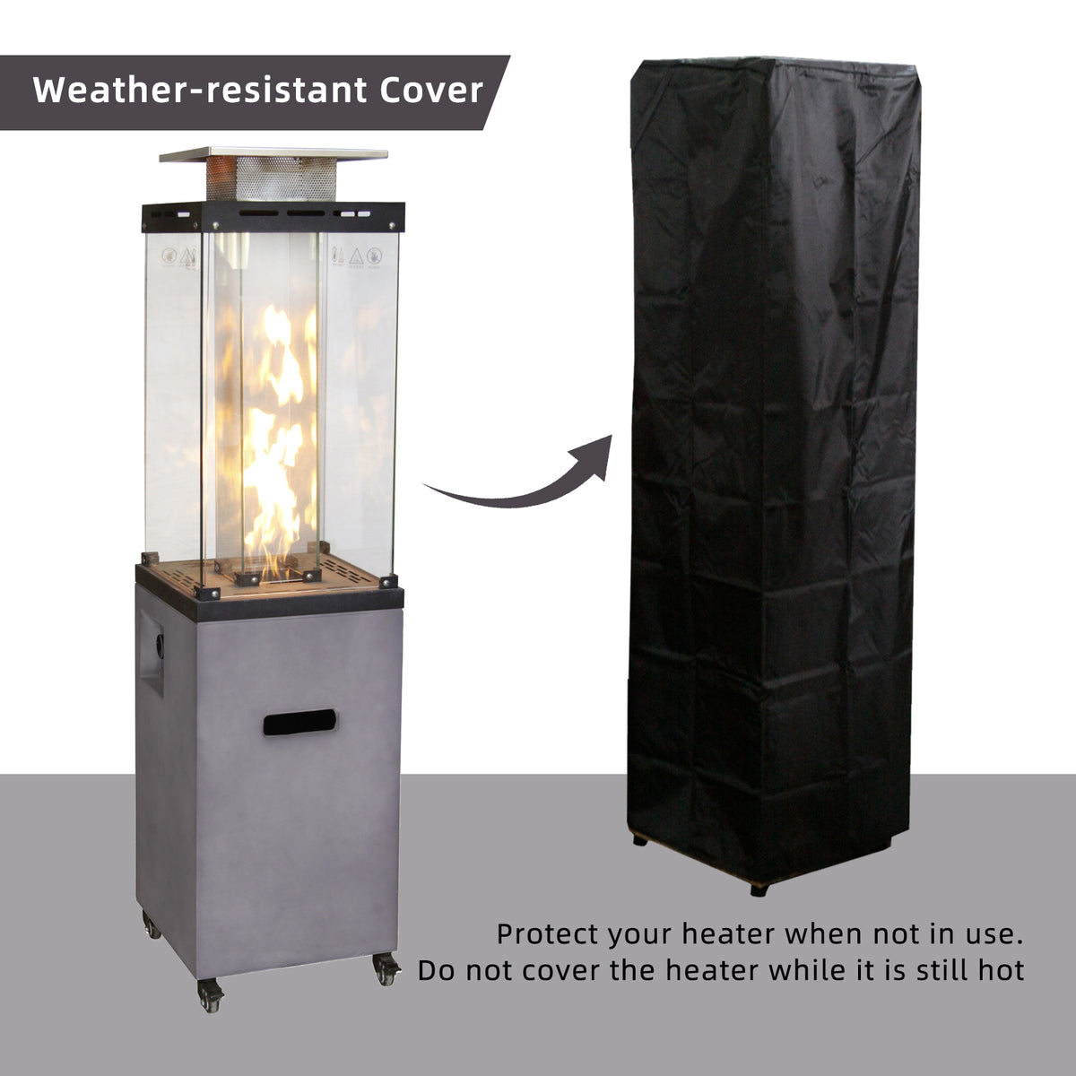 16 Inch x 61 Inch Height Outdoor Propane Gas Fire Heater With Tempered Glass W2029120098-djyc