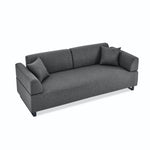 Linen Fabric 3 Seat Sofa with Two End Tables and Two Pillows, Removable Back and Armrest, Morden Style Upholstered 3-Seat Couch for Living Room W487139512-djyc
