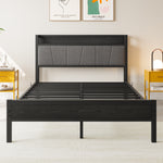 Full Size Bed Frame, Storage Headboard with Charging Station, Solid and Stable, Noise Free, No Box Spring Needed, Easy Assembly W840P179122-djyc