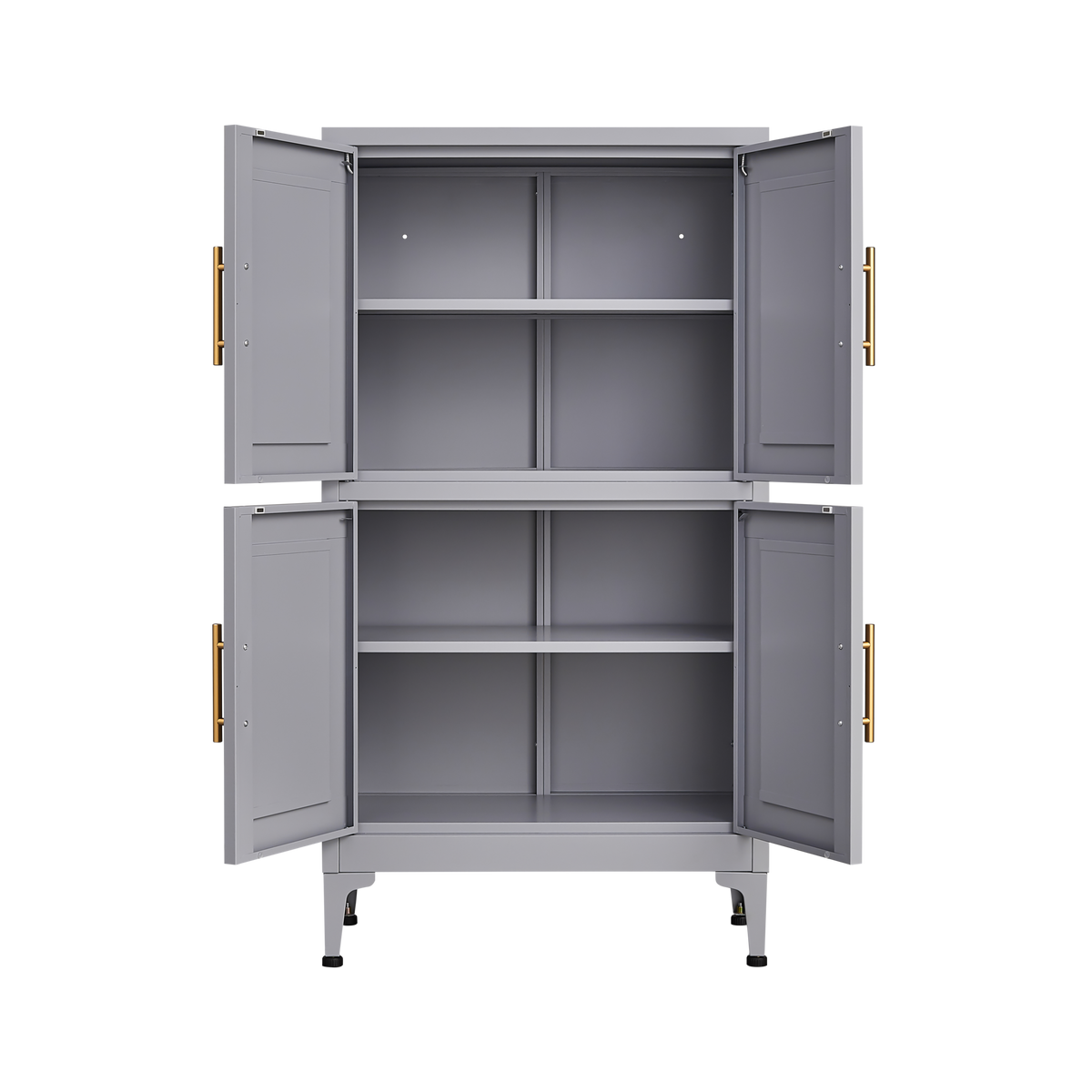 Grey Metal Kitchen Storage Cabinet, Kitchen Pantry Storage Cabinet with Doors and Shelves, Storage Cabinet with Adjustable Leveling Foot for Kitchen, Living Room and Dining Room W328P194191-djyc