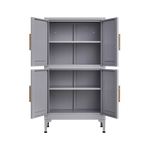 Grey Metal Kitchen Storage Cabinet, Kitchen Pantry Storage Cabinet with Doors and Shelves, Storage Cabinet with Adjustable Leveling Foot for Kitchen, Living Room and Dining Room W328P194191-djyc