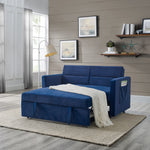 Loveseats Sofa Bed with Pull-out Bed,Adjsutable Back and Two Arm Pocket,Blue (54.5"x33"x31.5") W48766864-djyc