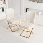 Dining Chair Set of 2, Beige velvet Backrest and golden Metal legs.For Modern Kitchen Dining Room Chair for Kitchen Living Modern decorative Leisure chairs.Office chairs y-2009 W1727P195278-djyc