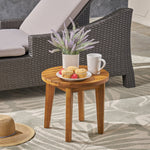 Outdoor 16' Acacia Wood Side Table, Teak Finish 62266-djyc