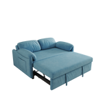 Sofa Showcase: 54" Velvet Blue Sofa Bed – A Dual-Purpose Living Room Gem with a Retractable Bed Option W1278127958-djyc