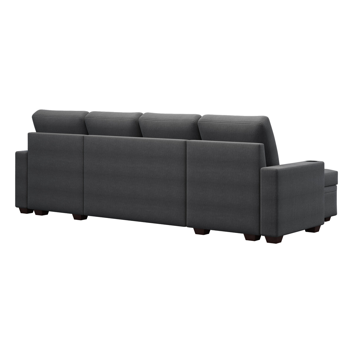 Sectional Sofa with Storage, 96" U Shaped Sectional Couches for Living Room, Comfy Convertible Sectional Sofa- Dark Grey W1669S00008-djyc