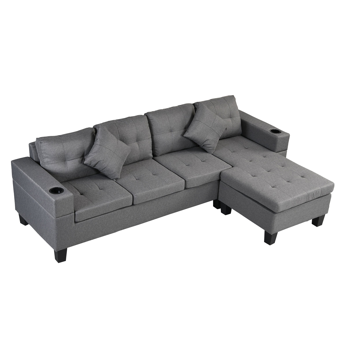 Sectional Sofa Set for Living Room with L ShapeChaise Lounge ,cup holder andLeft or Right Hand ChaiseModern 4 Seat W214S00007-djyc