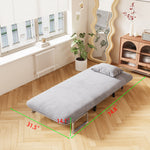 31.5″ Convertible Chair Bed, Tri-Fold Sofa Bed with Adjustable Backrest & Pillow, Leisure Chaise Lounge Couch with Sturdy Steel Frame for Home & Office, Comfortable Sleeper Chair Light gray W1767P220576-djyc