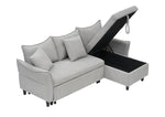 This 80-inch gray corduroy L-shaped sofa comes with two small throw pillows that can be converted into a sofa bed for storage W1278S00027-djyc