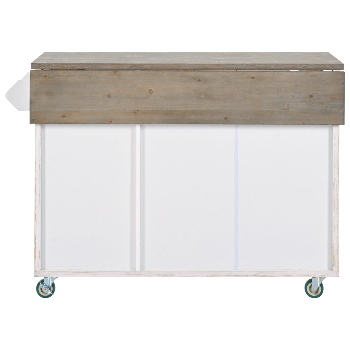 Retro Mountain Wood 47"D Kitchen Island with Drop Leaf, Farmhouse Kitchen Island on Wheels with Internal Storage Rack, Rolling Kitchen Cart with Towel Rack for Living Room, Kitchen, Dining Room(White) WF315658AAW-djyc