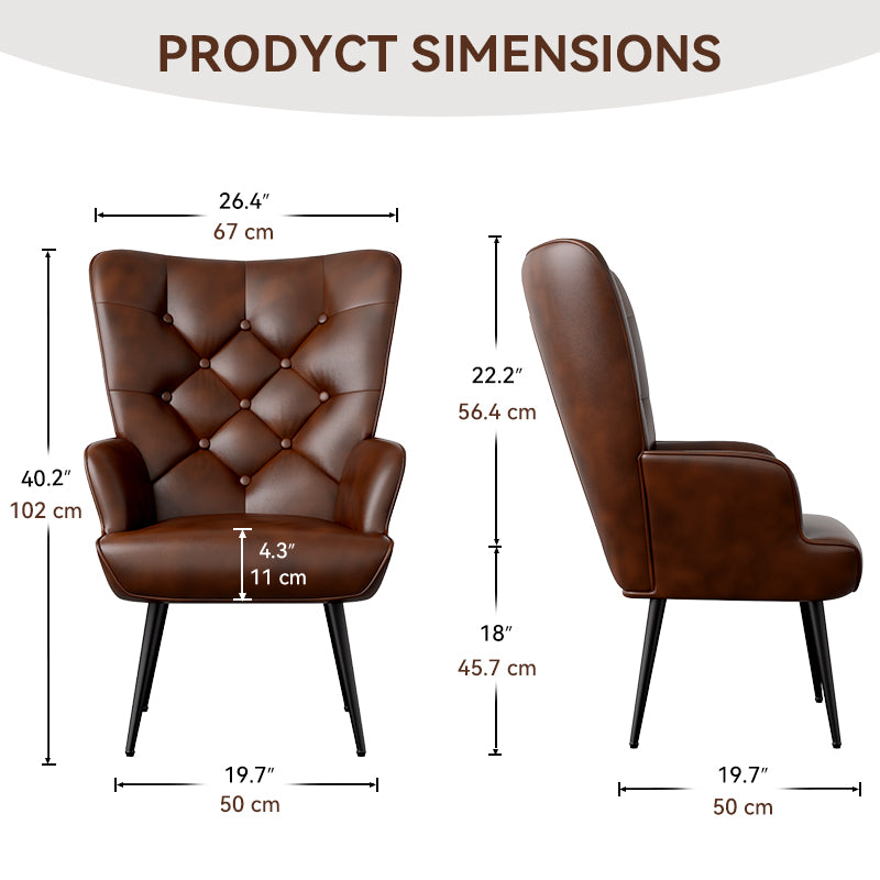 Ergonomic Leather Armchair: Thick 4.5-Inch Cushion and Adjustable Foot Support FU01030-wz