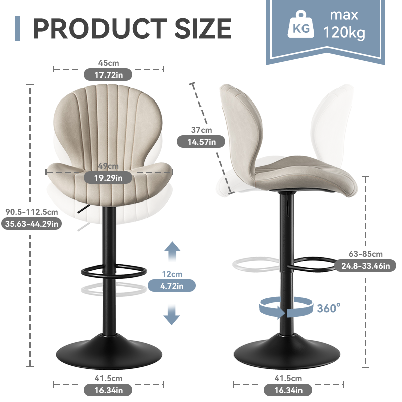 Modern Minimalist 360° Rotating Bar Stool: Resilient Foam & Ergonomic Design FU01023-wz