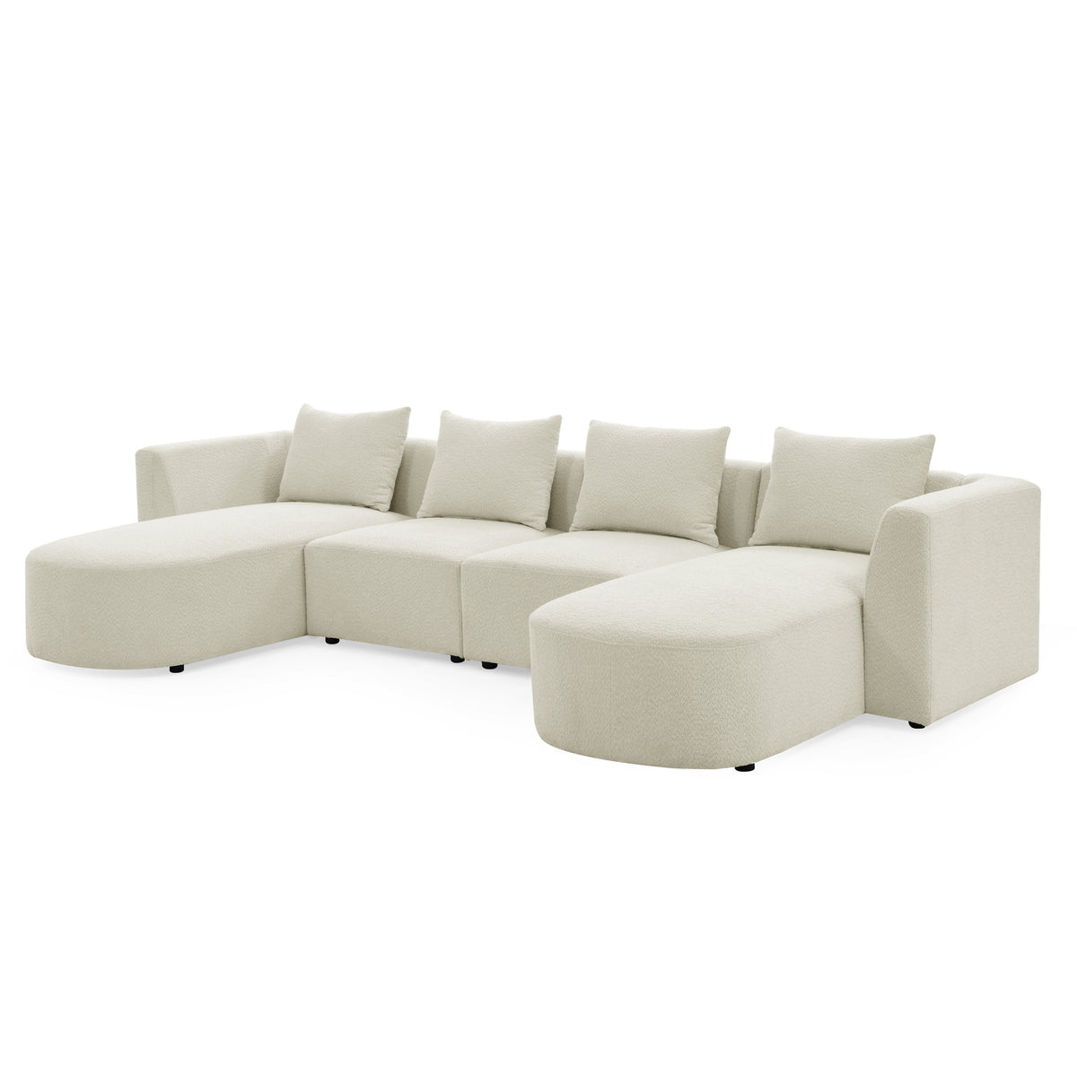 U Shape Sectional Sofa including Two Single Seats and Two Chaises, Modular Sofa, DIY Combination, Loop Yarn Fabric, Beige W487S00154-djyc