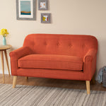 Elegant Two-Seater Loveseat with Button-Tufting and Birch Wood Legs, Fabric Upholstery, Light Assembly 61035.00MORG-djyc