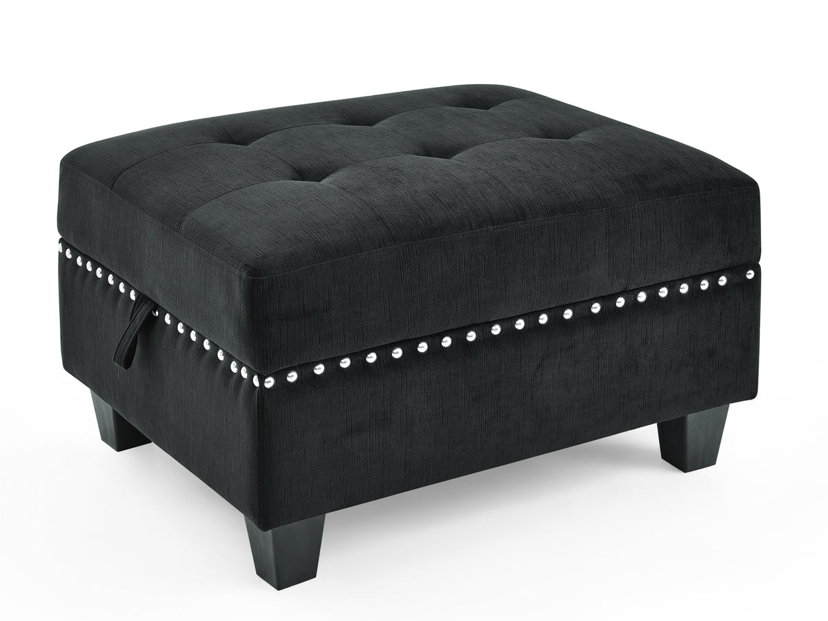 Ottomanfor Modular Sectional,Black Velvet (25.5"x31.5"x19") W48734863-djyc