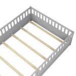 Full sizeFloor bed, integral construction with super high security barrier, door, children's floor bed frame, Montessori wooden children's floor bed, Support slat Grey W1858P164944-djyc